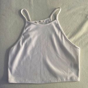 White ribbed cropped tank top